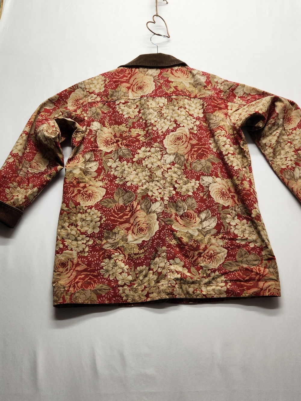 ⭐️Vintage 90s LL Bean Floral Canvas Barn Coat Lined Corduroy Large Rare Find - Picture 15 of 16